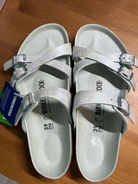 NWT Birkenstock Franca Sandal Iridescent Matcha, Size 39/8-8.5